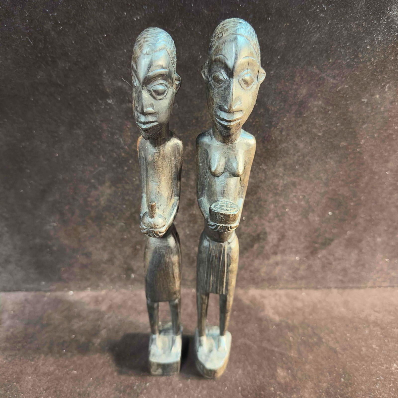 African Wood Carved Statues Wooden Africa Couple Statue Primitive Folk Art (1 of 10)