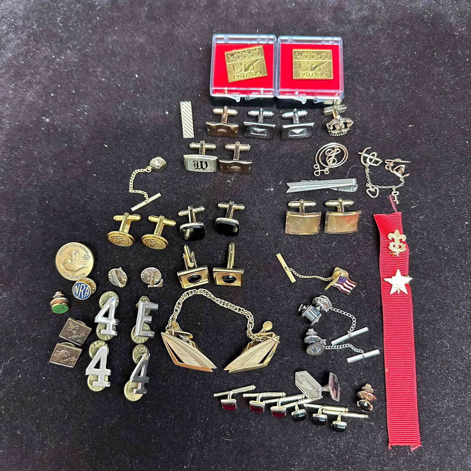 Cufflinks Tie Clip Lapel Pins Lot Mixed Styles Materials and Themes NRA USF Boy Scout (1 of 14)