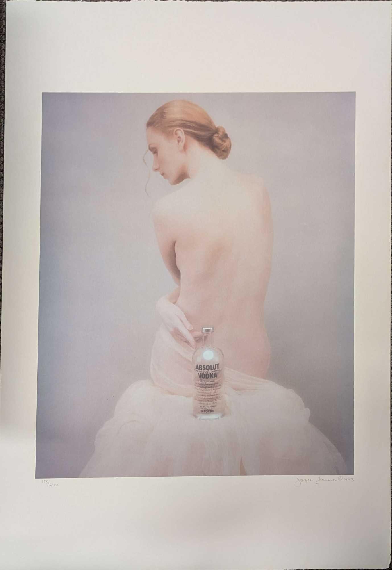 S&N Absolut Vodka - Absolut Joyce Tenneson Print #193: S&N Absolut Vodka - Absolut Joyce Tenneson Print #193. This lithograph is #193 out of #200. The print is approx 26" x 39" and it weighs 0.18lb. There is a very small rip on the bottom righ