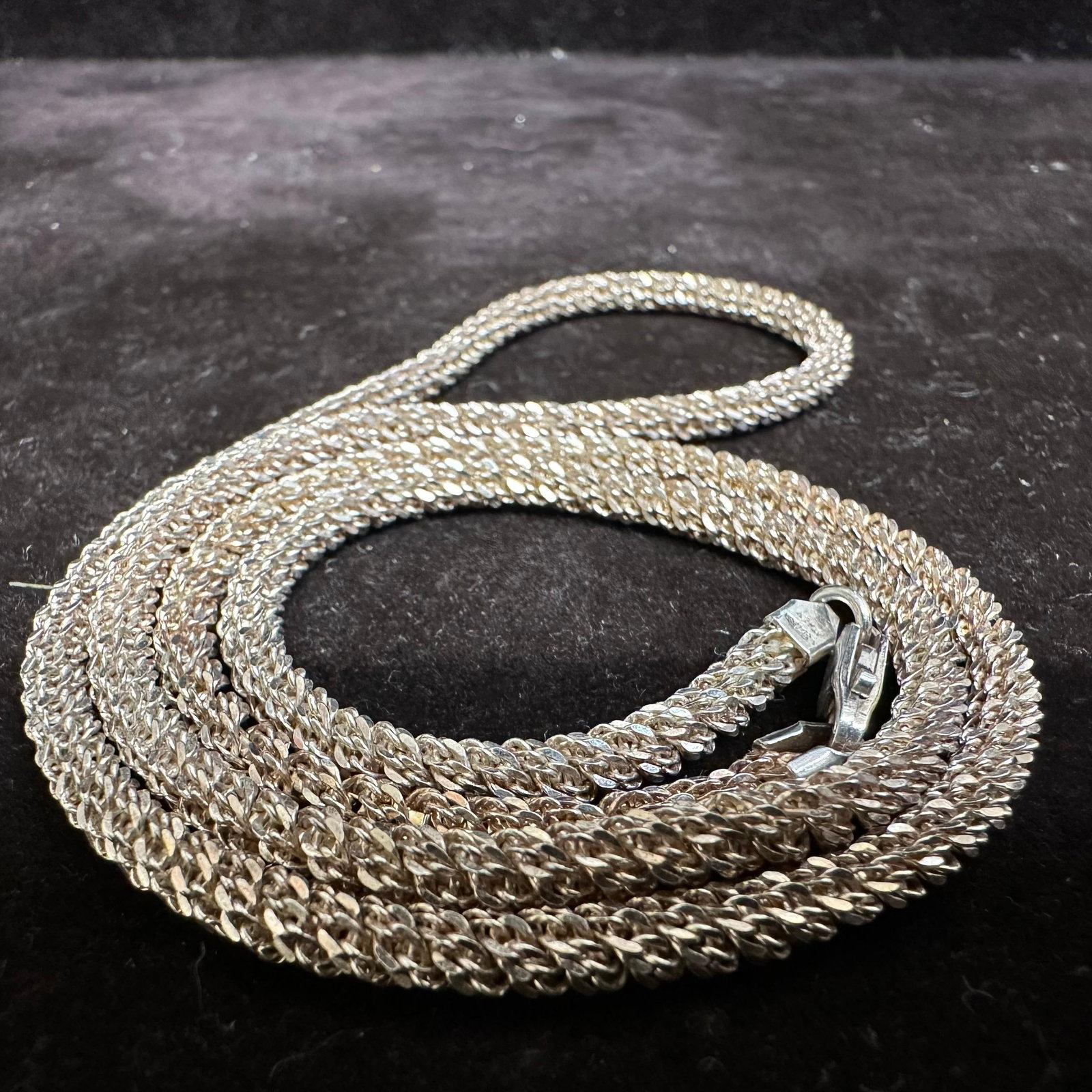 Franco Chain Link Style Sterling 925 Silver Woven Necklace (1 of 9)