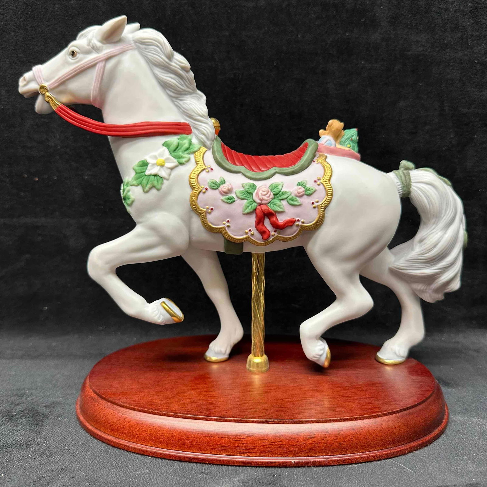 Lenox Carousel Horse Christmas Hand Painted Porcelain 24K Gold Accents Figure: Includes original Certificate of Authenticity. 1993 series edition. This item is in good pre owned, previously displayed condition, showing signs of light wear, and surface scratches. No breaks, chips