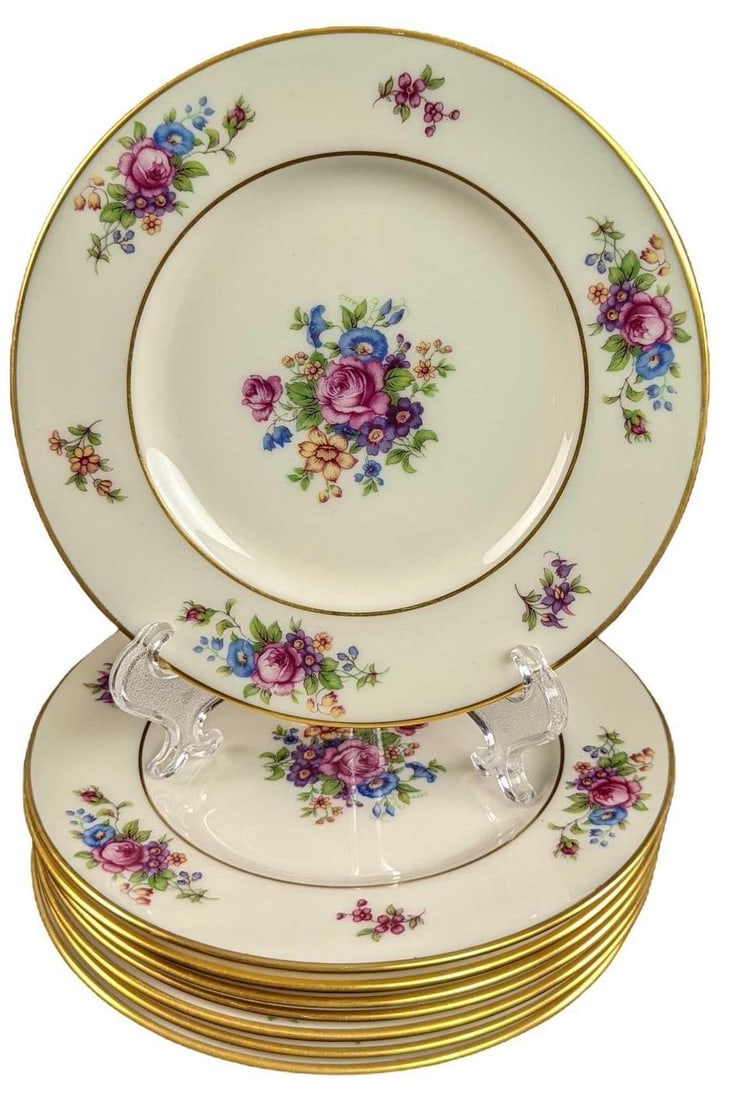 8 Vintage Retired Lenox Rose Bread & Butter Plates (1 of 6)