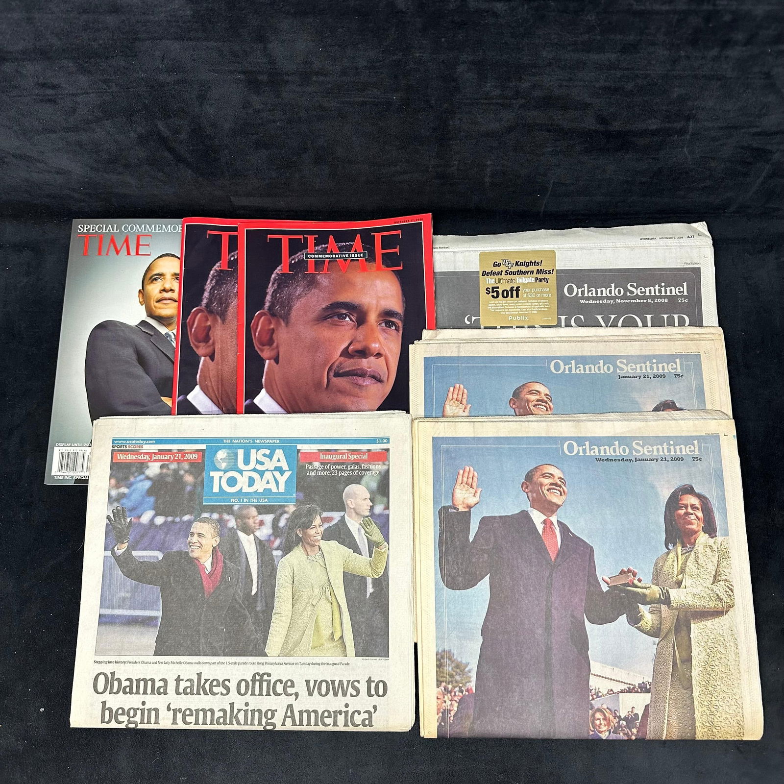 Barack Obama Inauguration Newspapers and Time Magazines Commemorative Paper Collection (1 of 6)