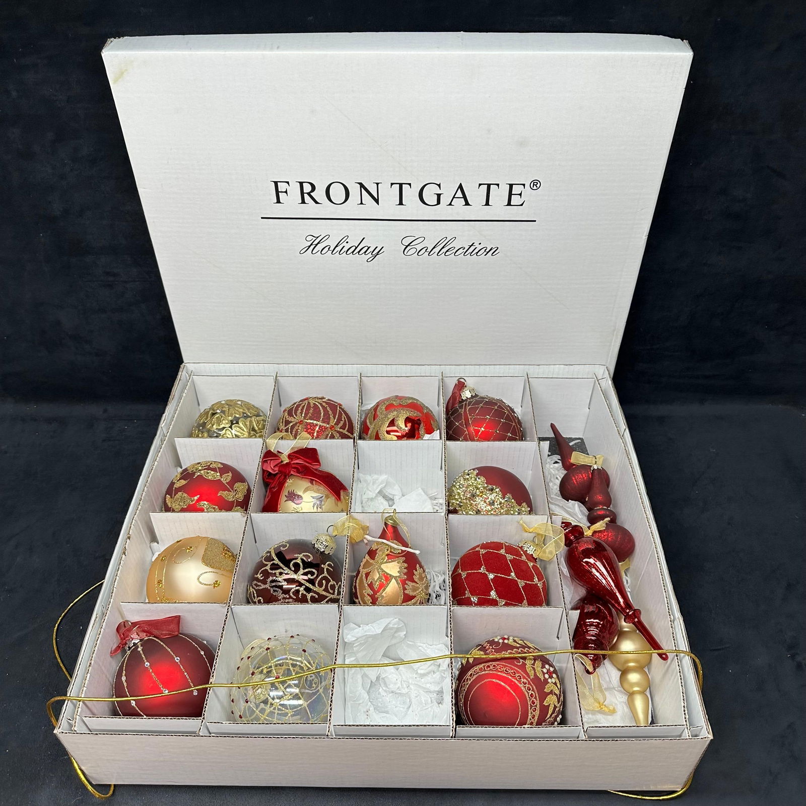 Christmas Gold and Red Themed Frontgate Holiday Collection Nineteen Ornament Set (1 of 12)