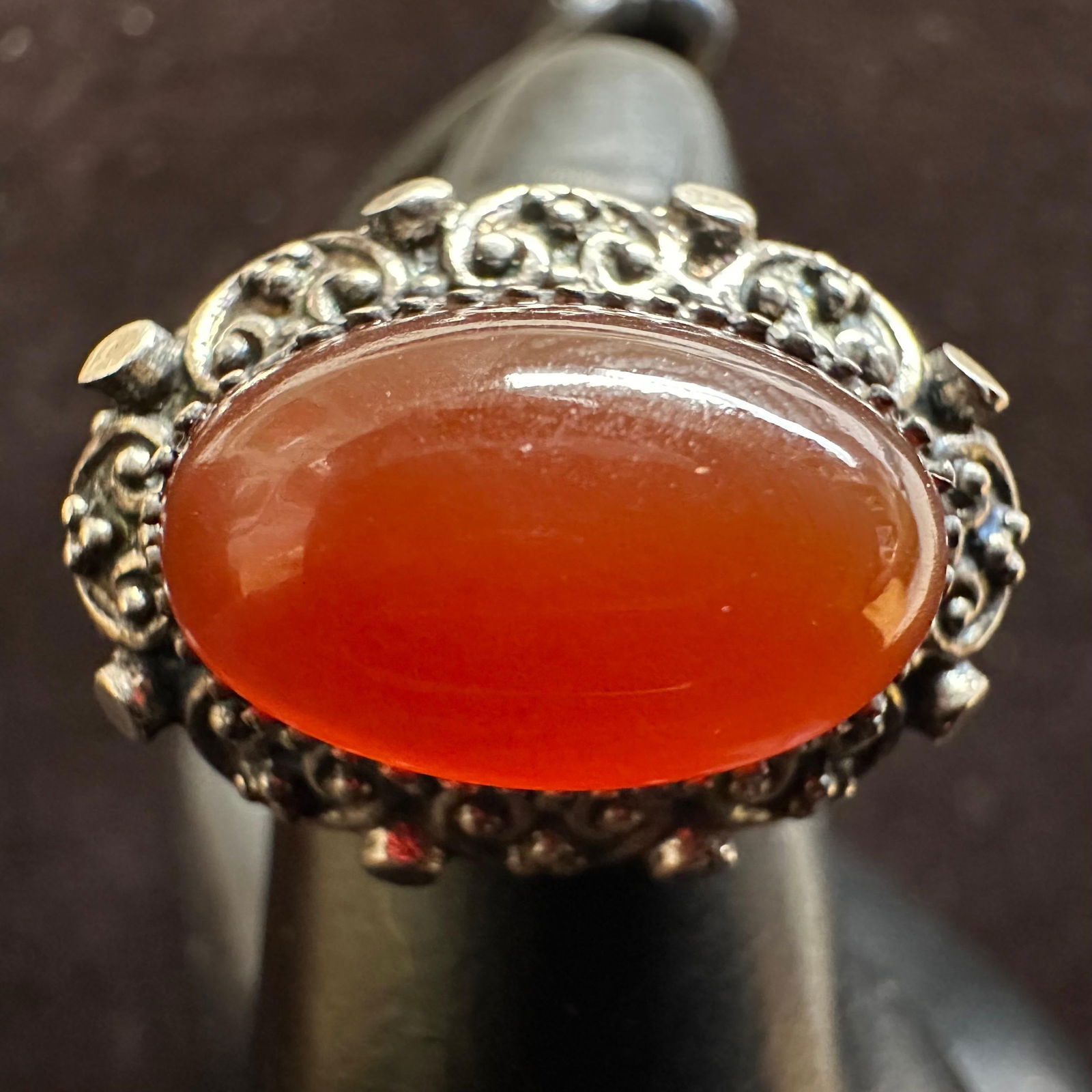 Oval Carnelian Statement Sterling Silver Turkey Ring (1 of 10)