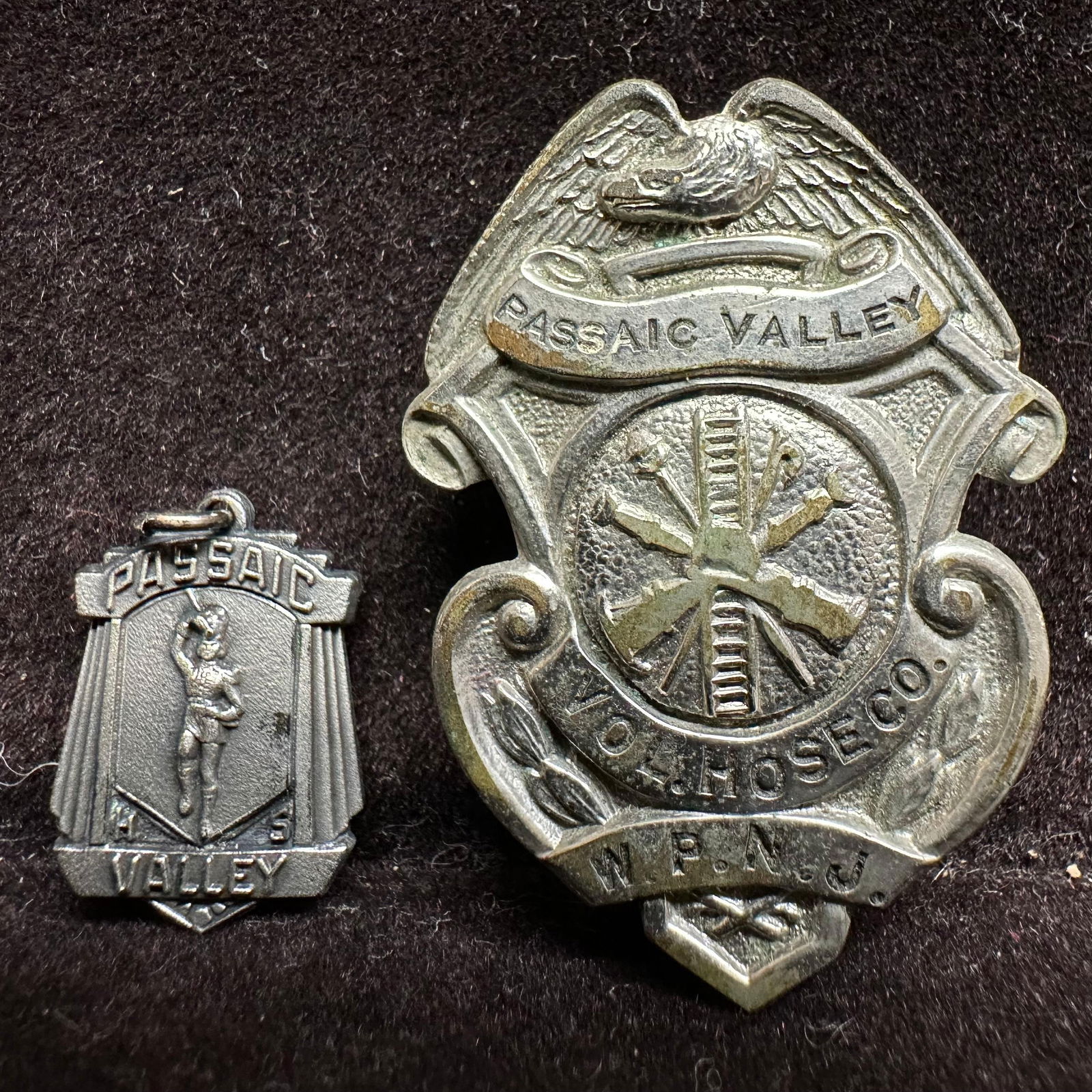 Passaic Valley Volunteer Hose Co. Badge and Sterling Silver Passaic Valley High School Pendant (1 of 12)