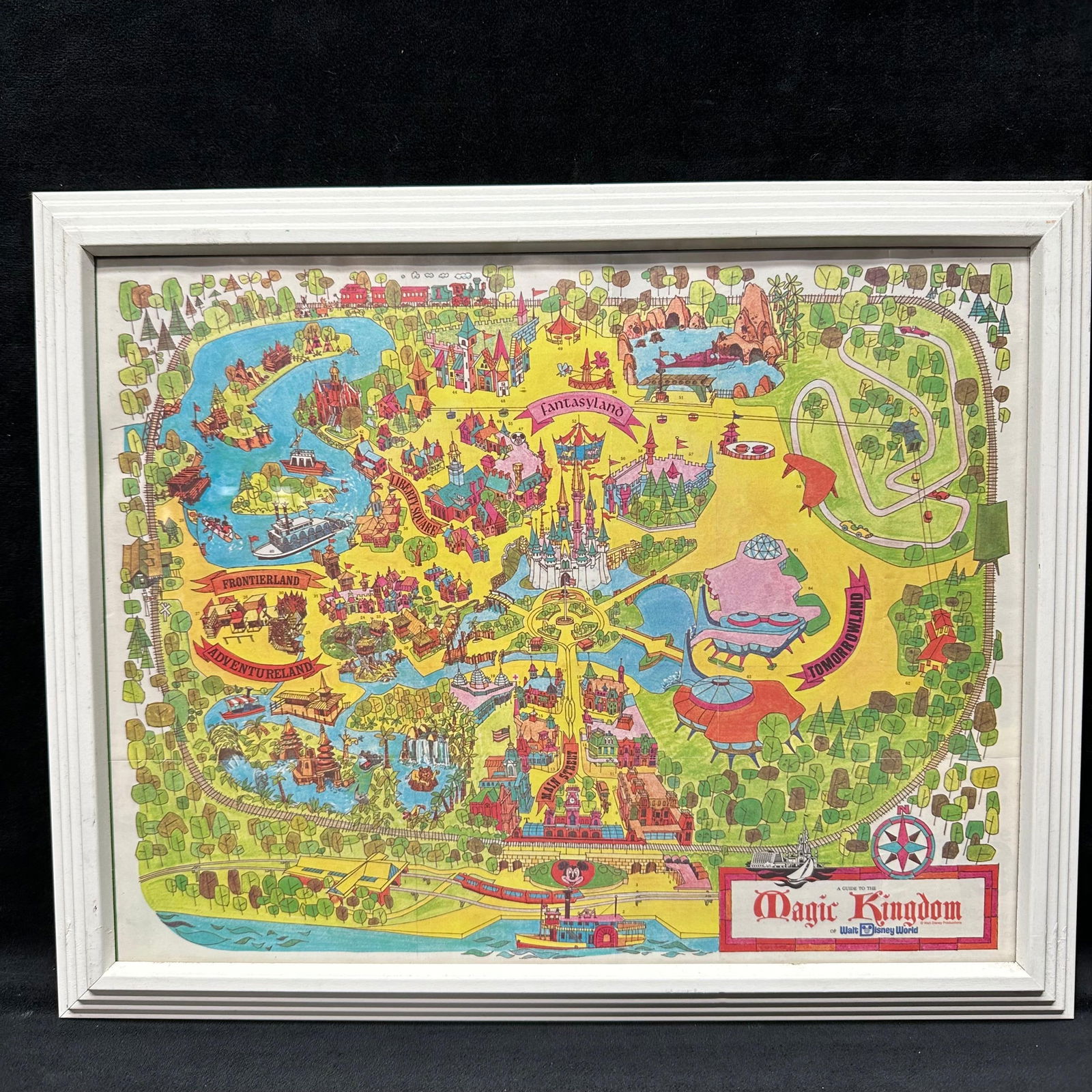 Walt Disney World Magic Kingdom Illustrated Park Map Vintage Framed (1 of 8)