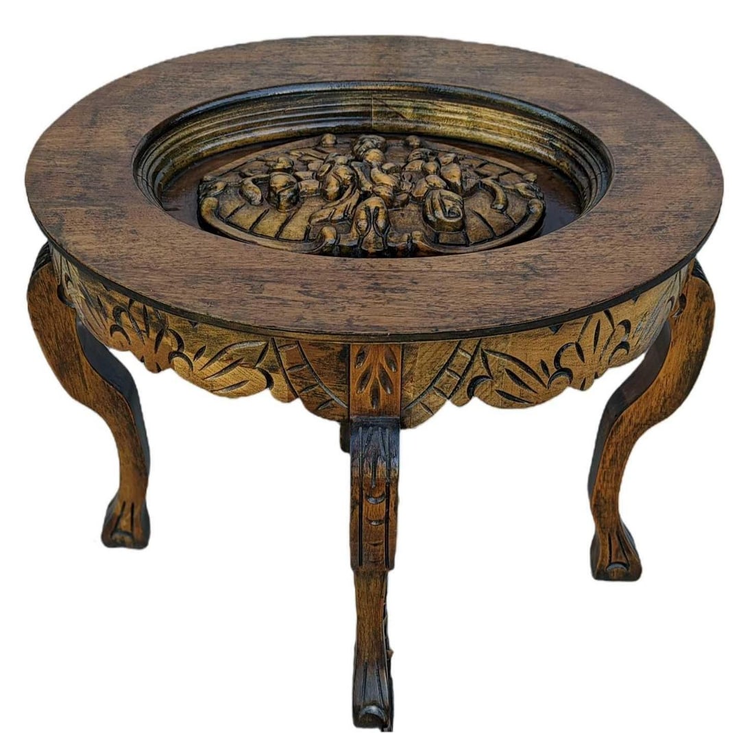 Wooden Floral Glass Top Drinks Small Table (1 of 10)