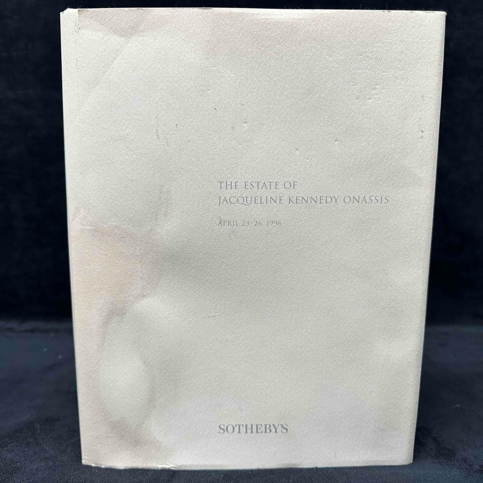 Sotheby’s 1996 Auction Catalog The Estate of Jacqueline Kennedy Onassis Hardcover: Original Sotheby’s auction catalog for The Estate of Jacqueline Kennedy Onassis, Sale 6834, held April 23–26, 1996 in New York. This historic sale featured over 1200 lots including furniture, fine