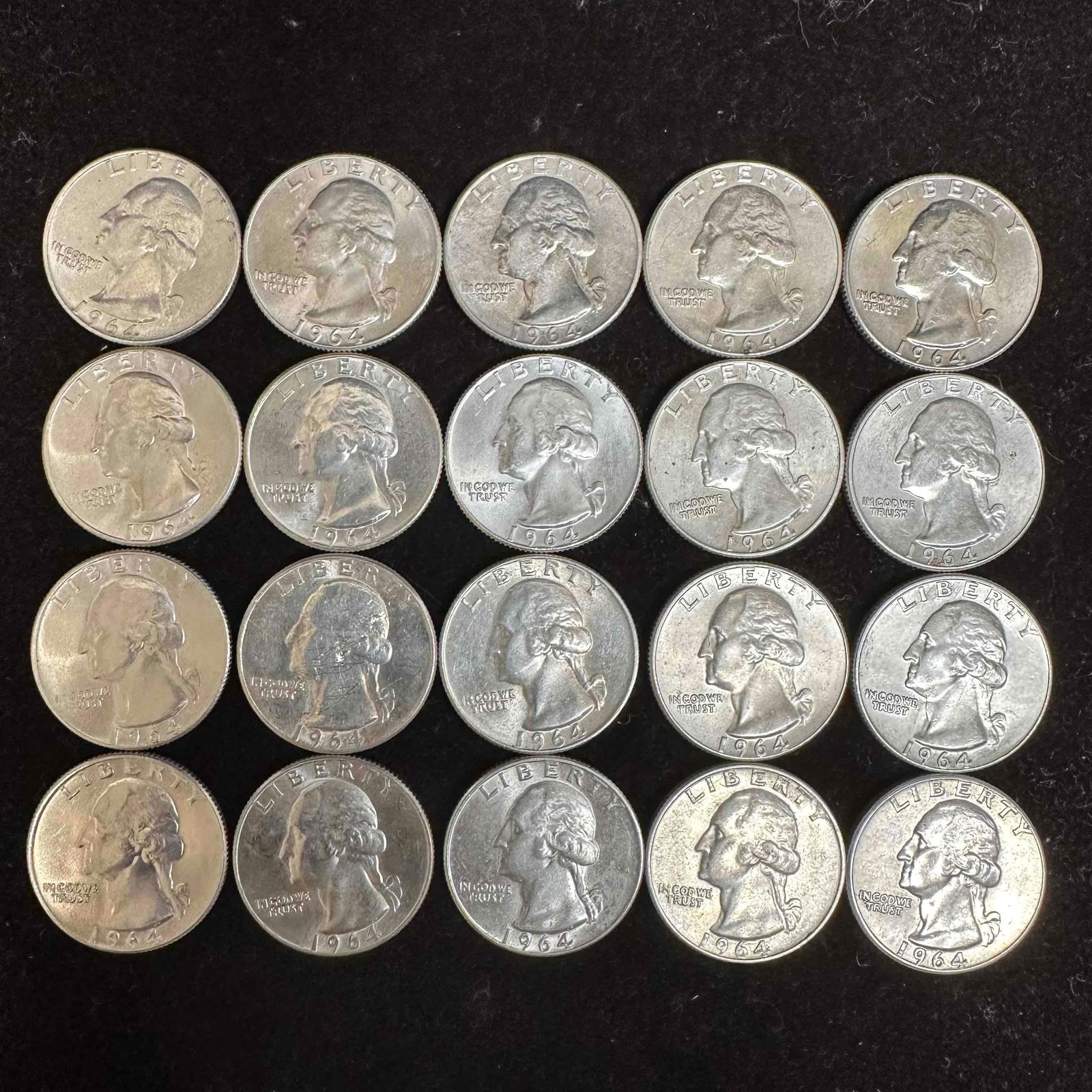 1964 Washington Quarter .900 Silver Coin Collection Twenty Coins #2 (1 of 5)