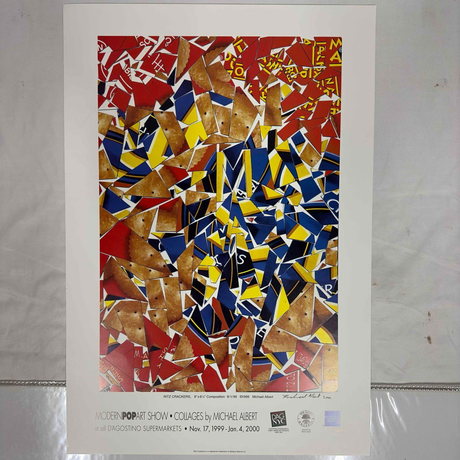 Ritz Crackers Collage Michael Albert Lithograph Signed Modern Pop Art: Ritz Crackers Collage Michael Albert Lithograph Signed Modern Pop Art. This art lithograph is from the Modern Pop Art Show 2000. Michael Albert signature and dated 2000 on the bottom right corner of t