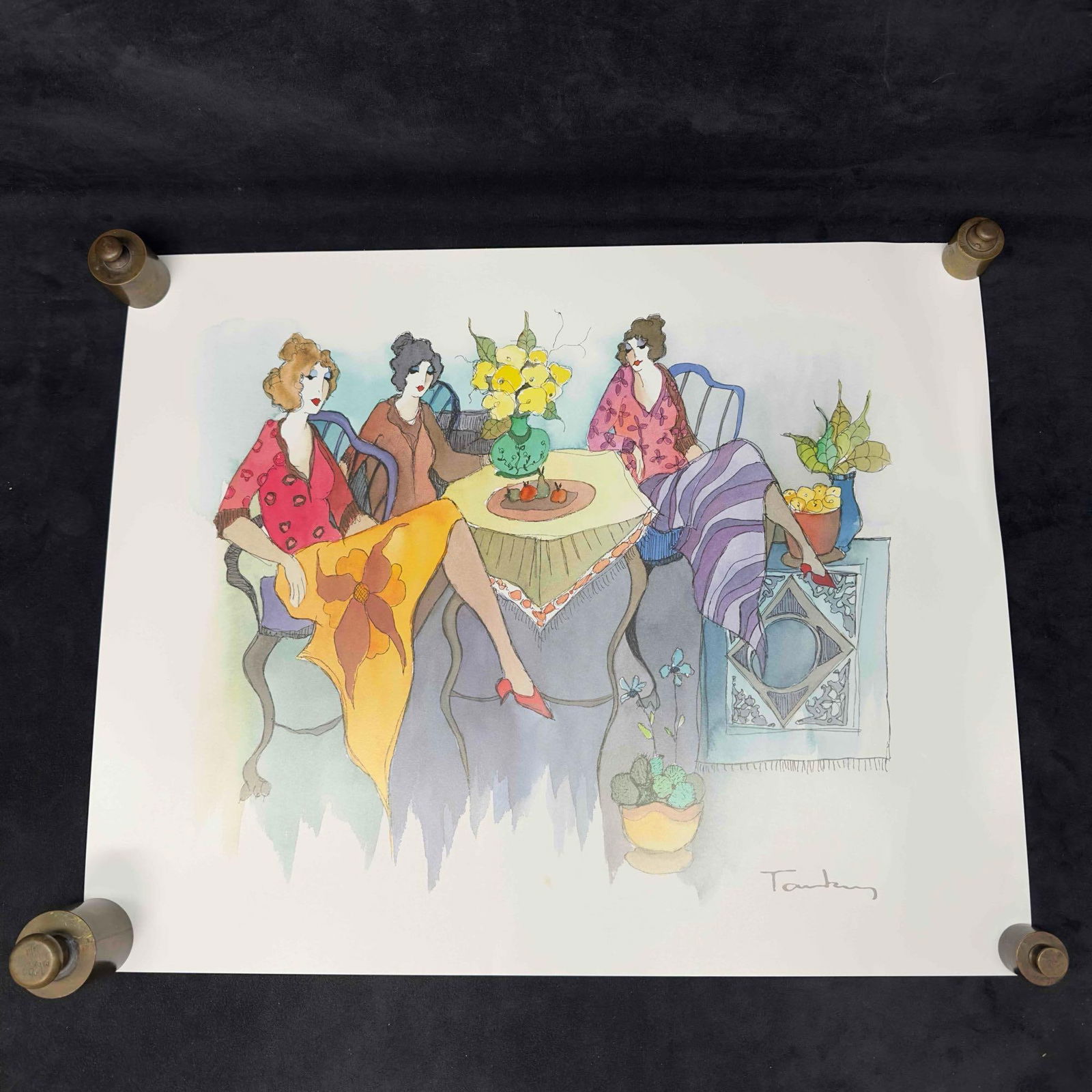 Itzchak Tarkay Seriolithograph Blissful Moments: Itzchak Tarkay Seriolithograph Blissful Moments. Seriolithograph in color on wove paper. Signed in the plate. Includes original Park West Certificate of Authenticity. Seriolithograph shows a few notic