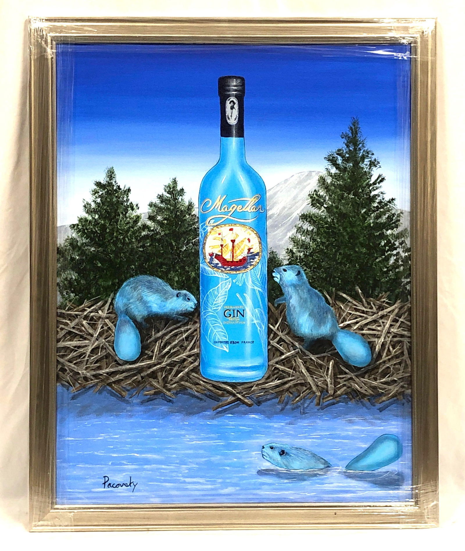 John Pacovsky & Magellan Gin - Commissioned, Signed, Framed  - Acrylic on Canvas (1 of 4)