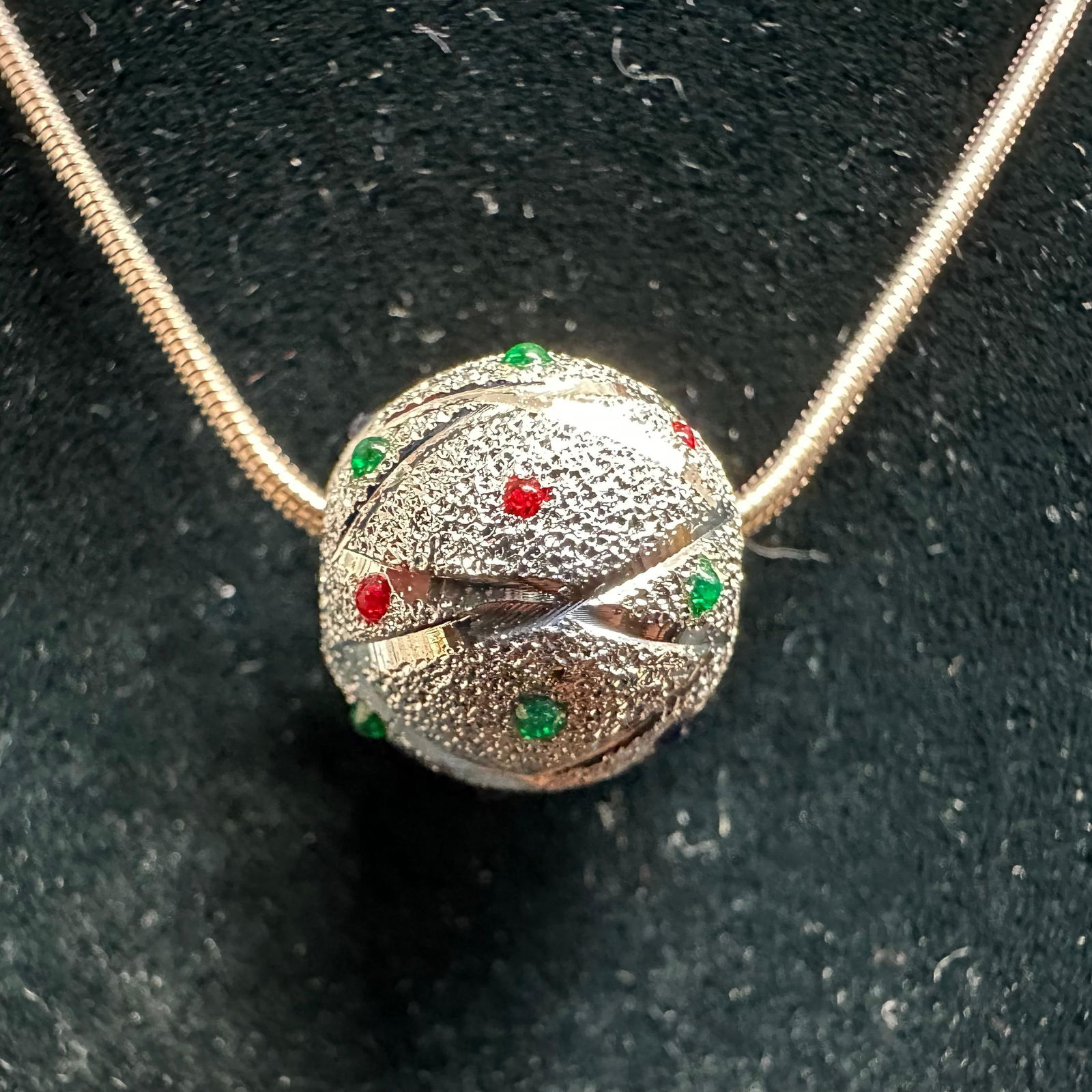 Italy Sterling Silver Blue Red Green Enamel Dotted Ball Necklace N62 (1 of 8)