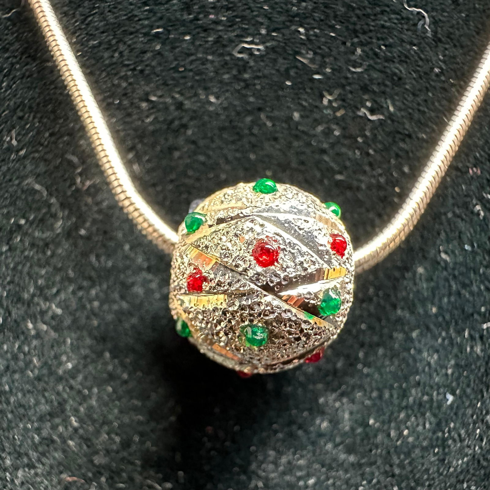 Sterling Silver Blue Red Green Enamel Dotted Small Ball Necklace Italy N63 (1 of 7)