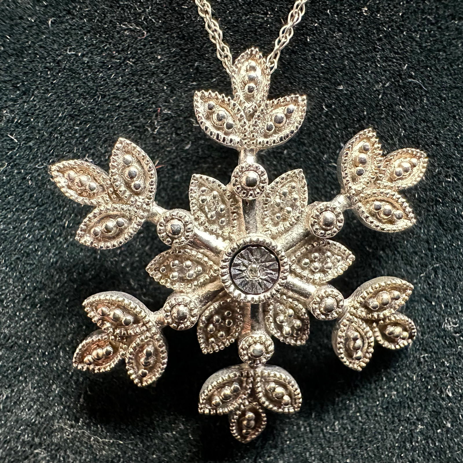 Winter Snowflake 925 Sterling Silver Accent Diamonds Necklace N84 (1 of 7)