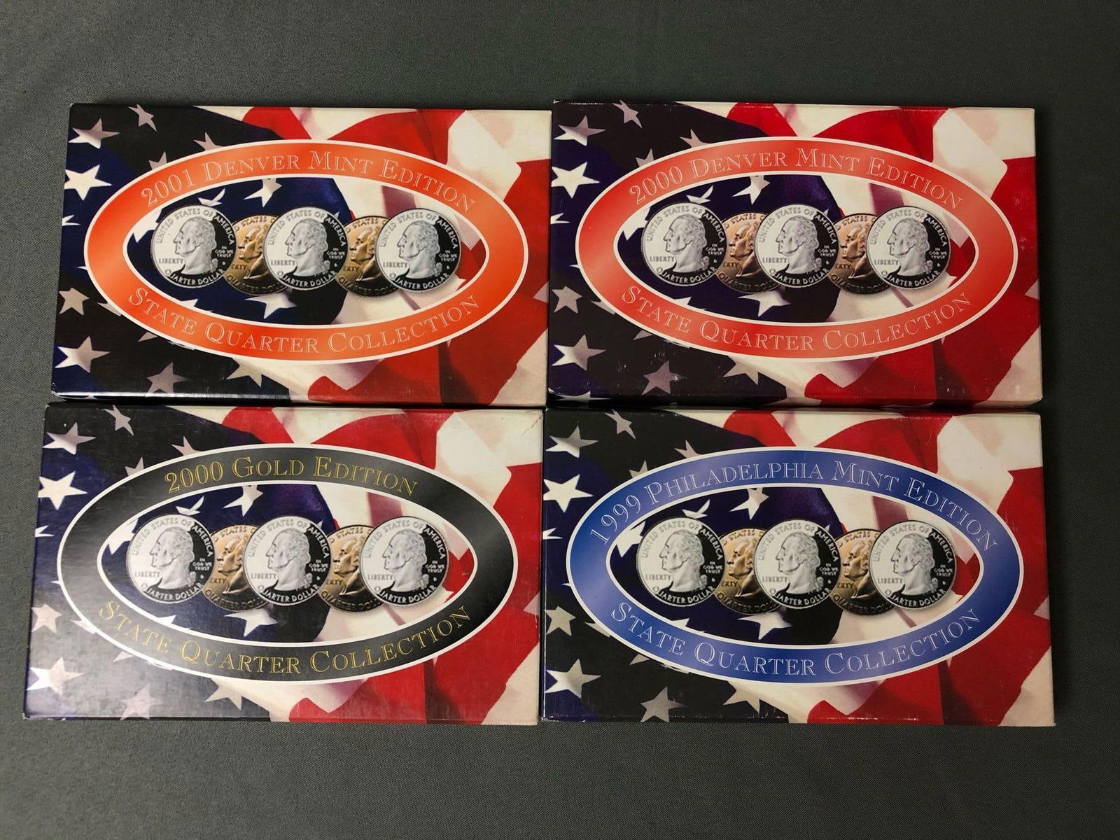 1999 Philadelphia 2000 to 2001 Denver 2000 Gold Edition Mint State Quarter Collection COA (1 of 6)