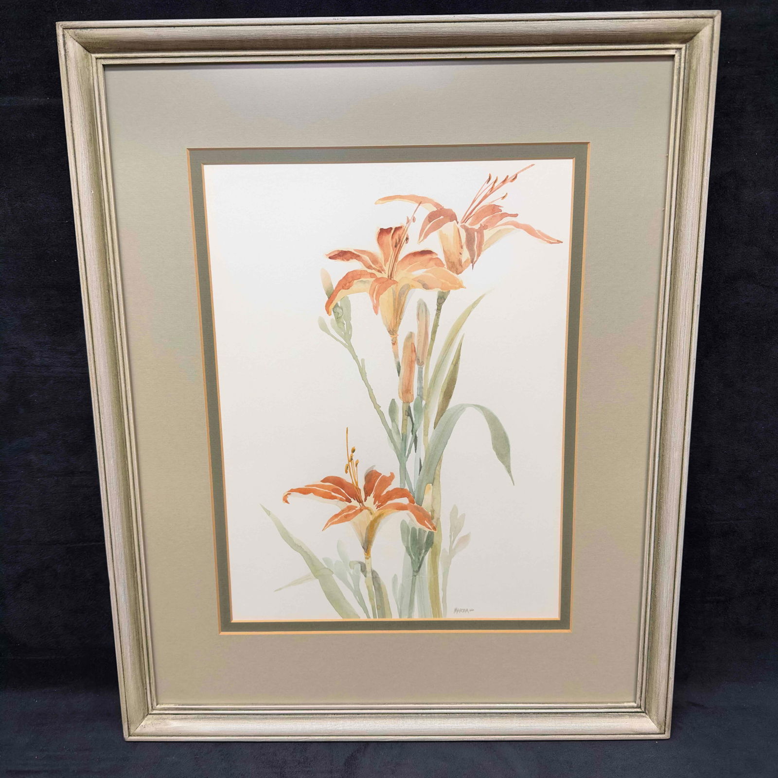 Marka Kroeger Orange Lilly Watercolor Painting Framed Art (1 of 8)