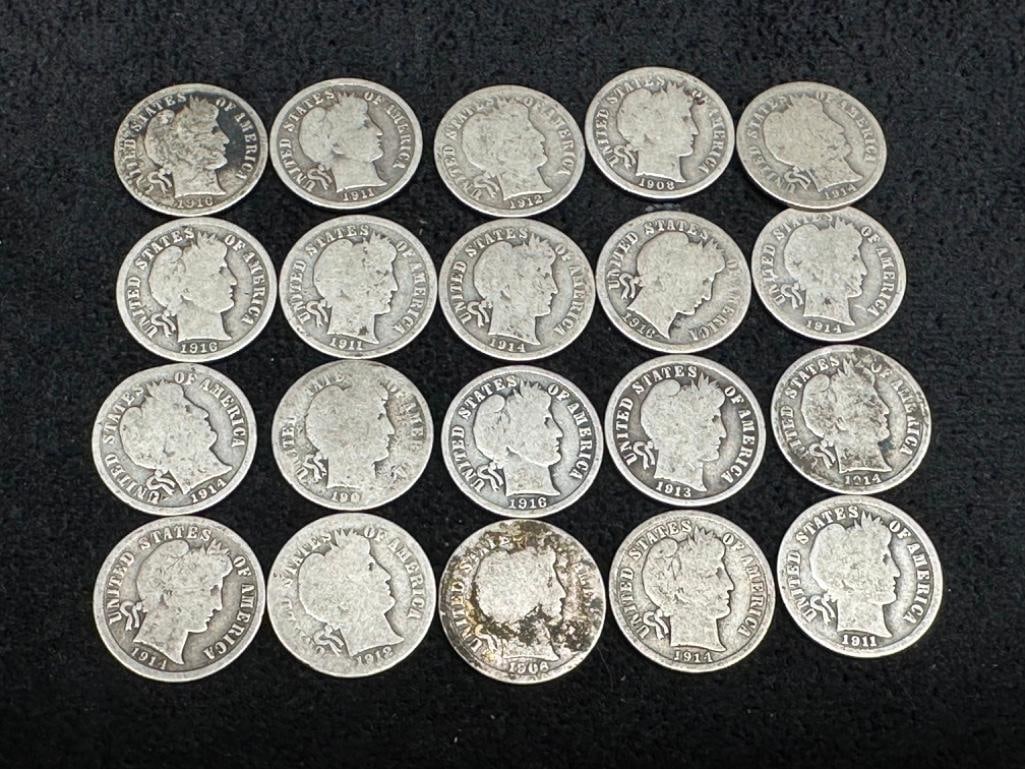 Lot of 20 Barber Dimes (1 of 2)