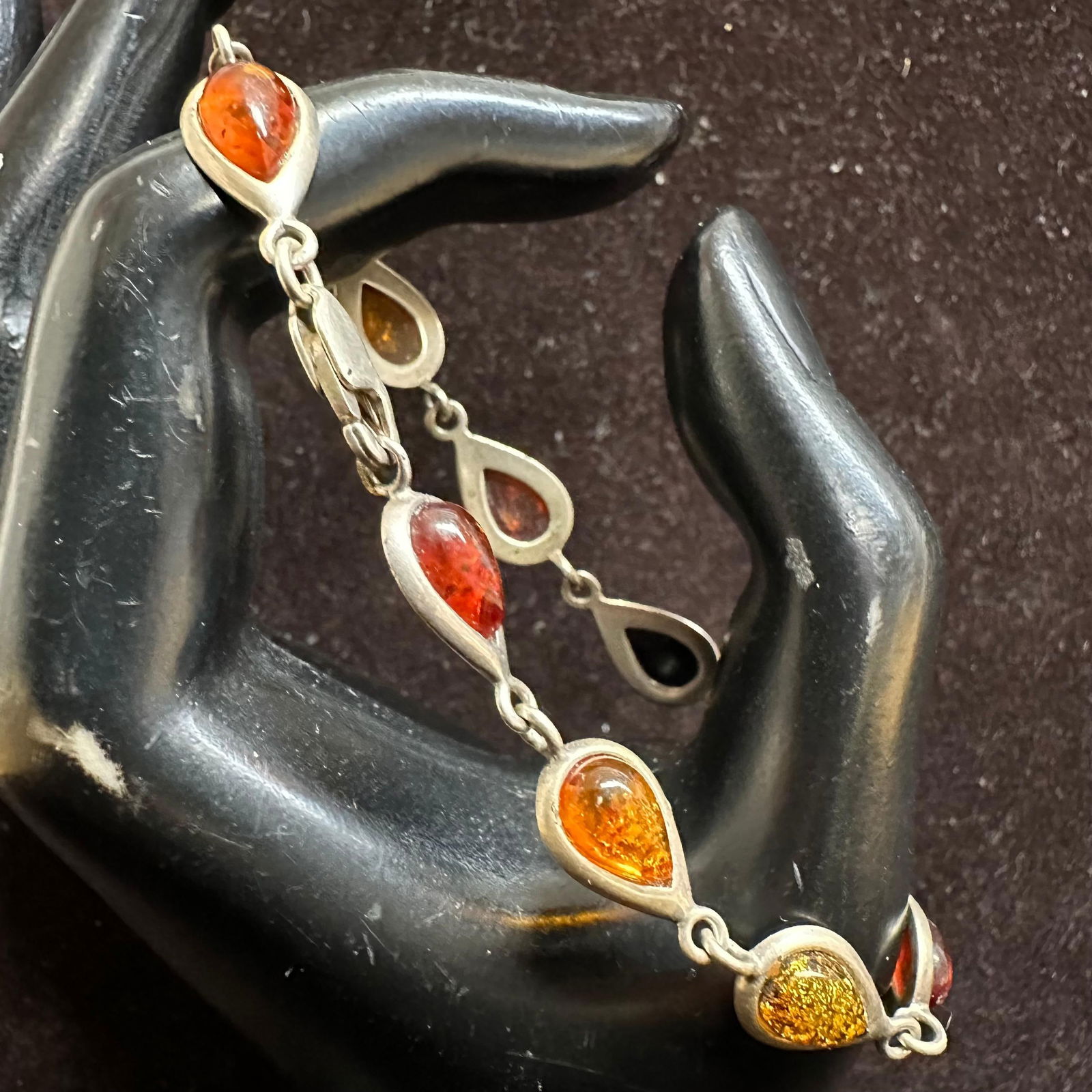 Multi Tone Baltic Amber Sterling Silver Bracelet M41 (1 of 9)