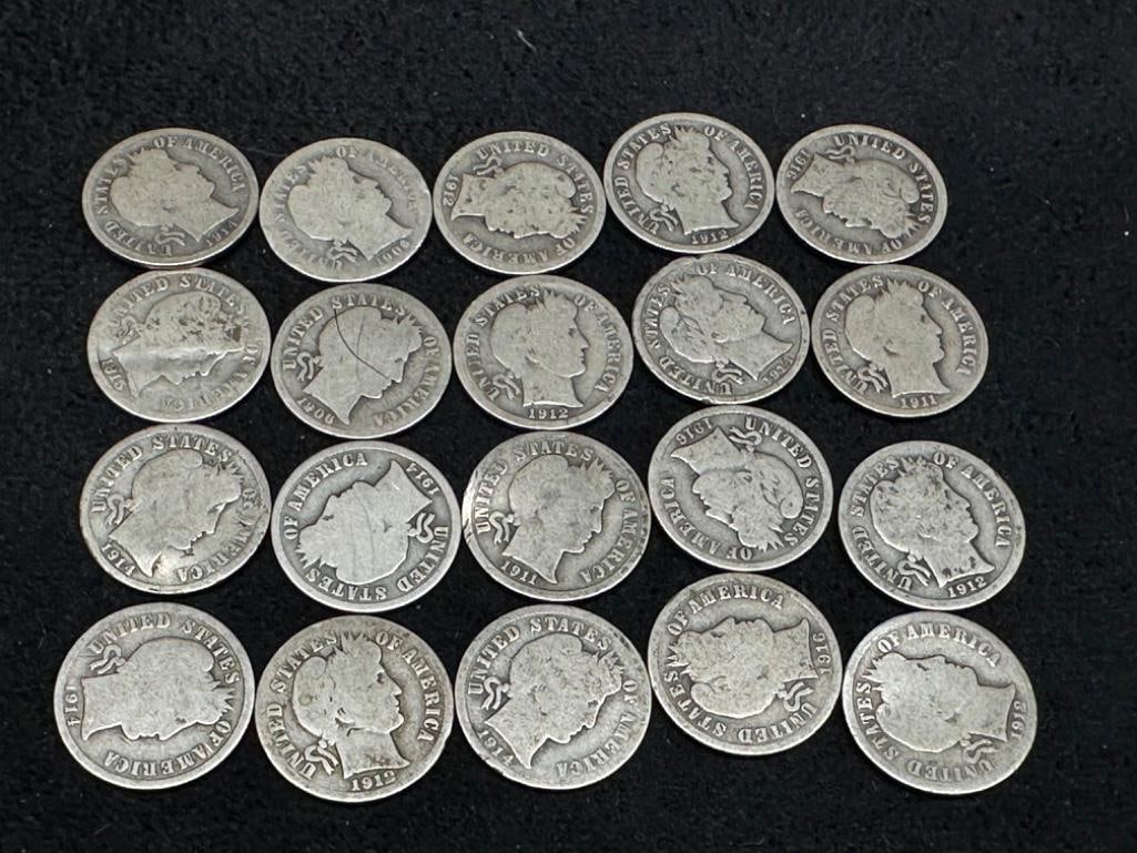 Lot of 20 Barber Dimes (1 of 2)