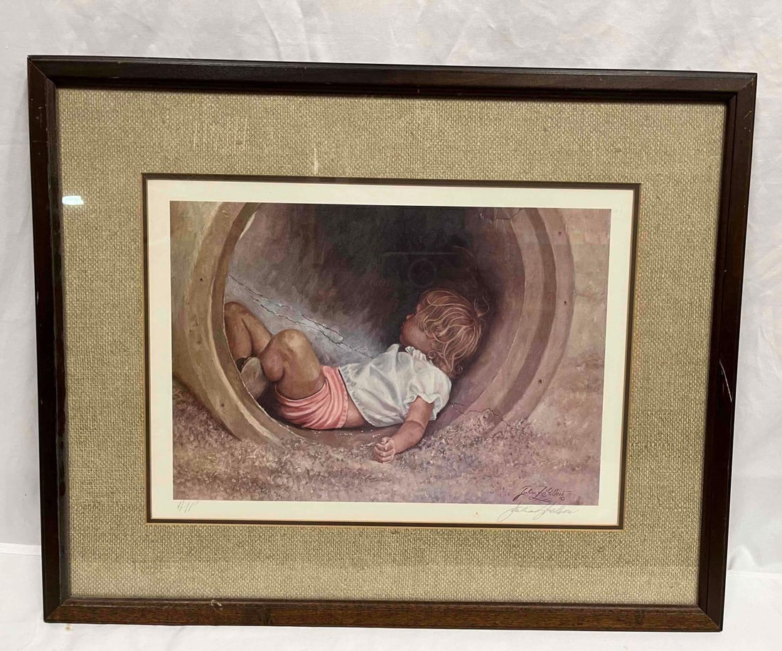 Hand Signed Artists Proof "Playtime" By Julian Gilbert: This lot contains a Hand Signed Artists Proof "Playtime" By Julian Gilbert. See COA for details. The frame is approx 20 3/4" x 25 3/4" while the print itself is approx. 13" x 17 3/4". Total weight is