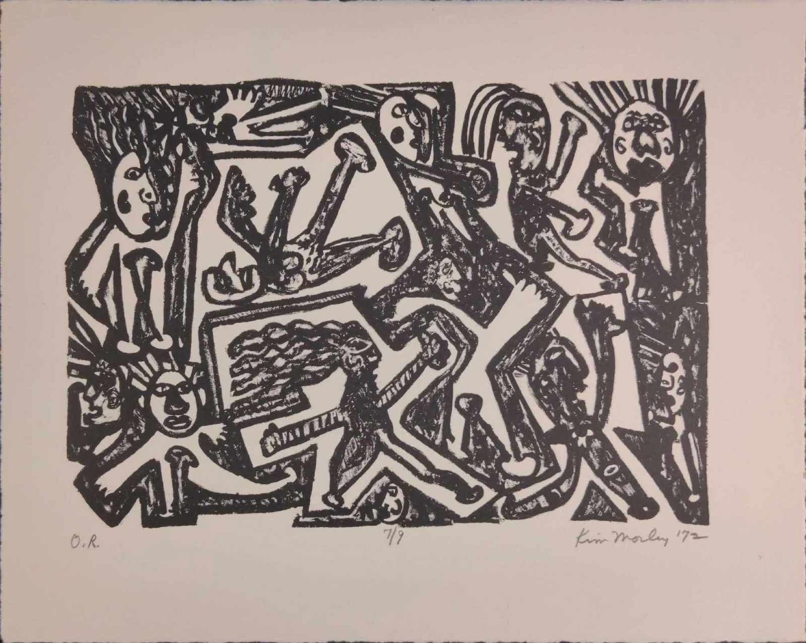 Kim Mosley (20th Century) Signed Woodblock Print O.R.: Kim Mosley (20th Century) Signed Woodblock Print O.R. Signed=Yes, In Pencil Size=12 1/2" x 10". Date=1972. Number=#7/#9. Please see all images as th