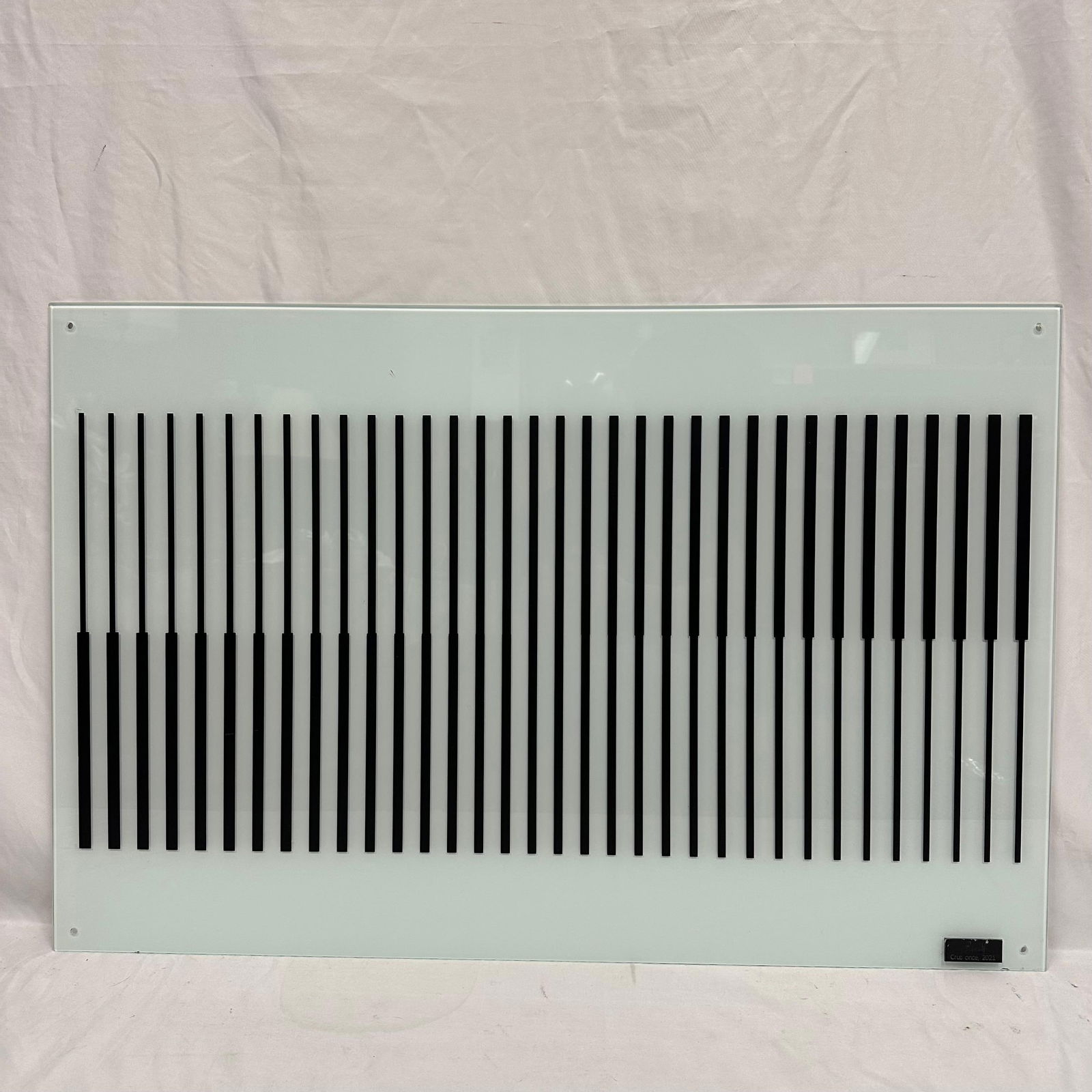 Gustavo Herrera Glass Wall Sculpture Cruz Once: "Cruz Once" by artist Gustavo Herrera. Textured premium vinyl on tempered glass is ready to hang and become the first thing your guests will see when they enter the room it's hung. It come