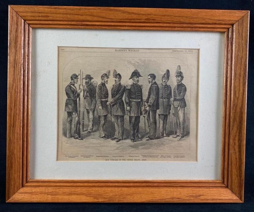 US Army Uniform Guide from Harper's Weekly 1872: US Army Uniform Guide from Harper's Weekly 1872. Guide to the new US Army uniforms from 1872, published in Harper's Weekly. Harper's was a well known news magazine, most famous for its cov