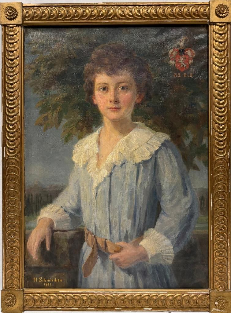 1909 Portrait of Ruprecht Bocklin von Bocklinsau: 1909 Portrait of Ruprecht Bocklin von Bocklinsau Antique oil on canvas painting completed in 1909 of the last baron of castle Balthasar in Rust. Full name Freiherr Ruprecht Balthasar Ludwig Bocklin vo