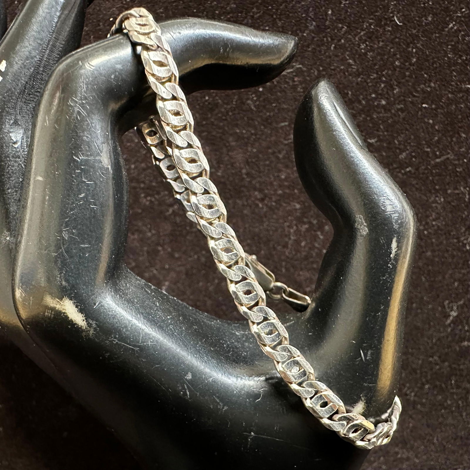 925 Italy Sterling Silver Classic Chain Link Design Bracelet M81 (1 of 7)