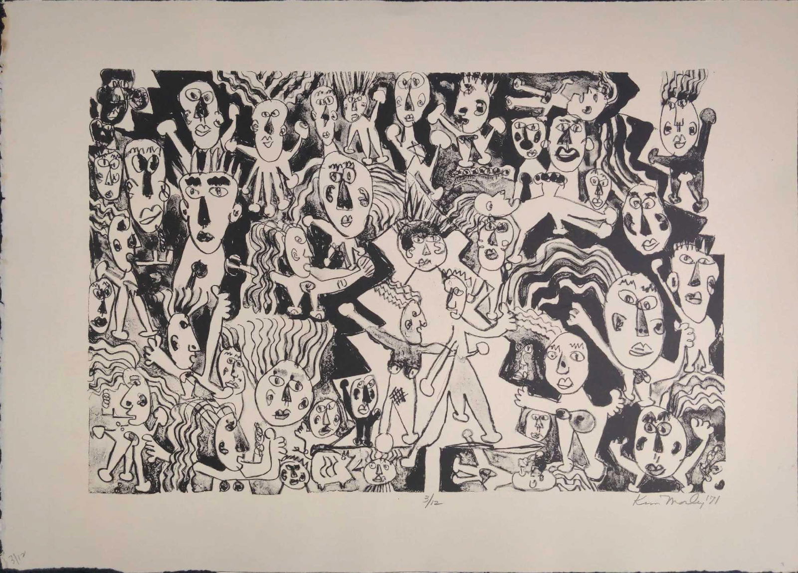 Kim Mosley (20th Century) Signed Woodblock Print: Kim Mosley (20th Century) Signed Woodblock Print Signed=Yes, In Pencil Size=20" x 15". Date=1971. Number=#3/#12. Please see all images as they are