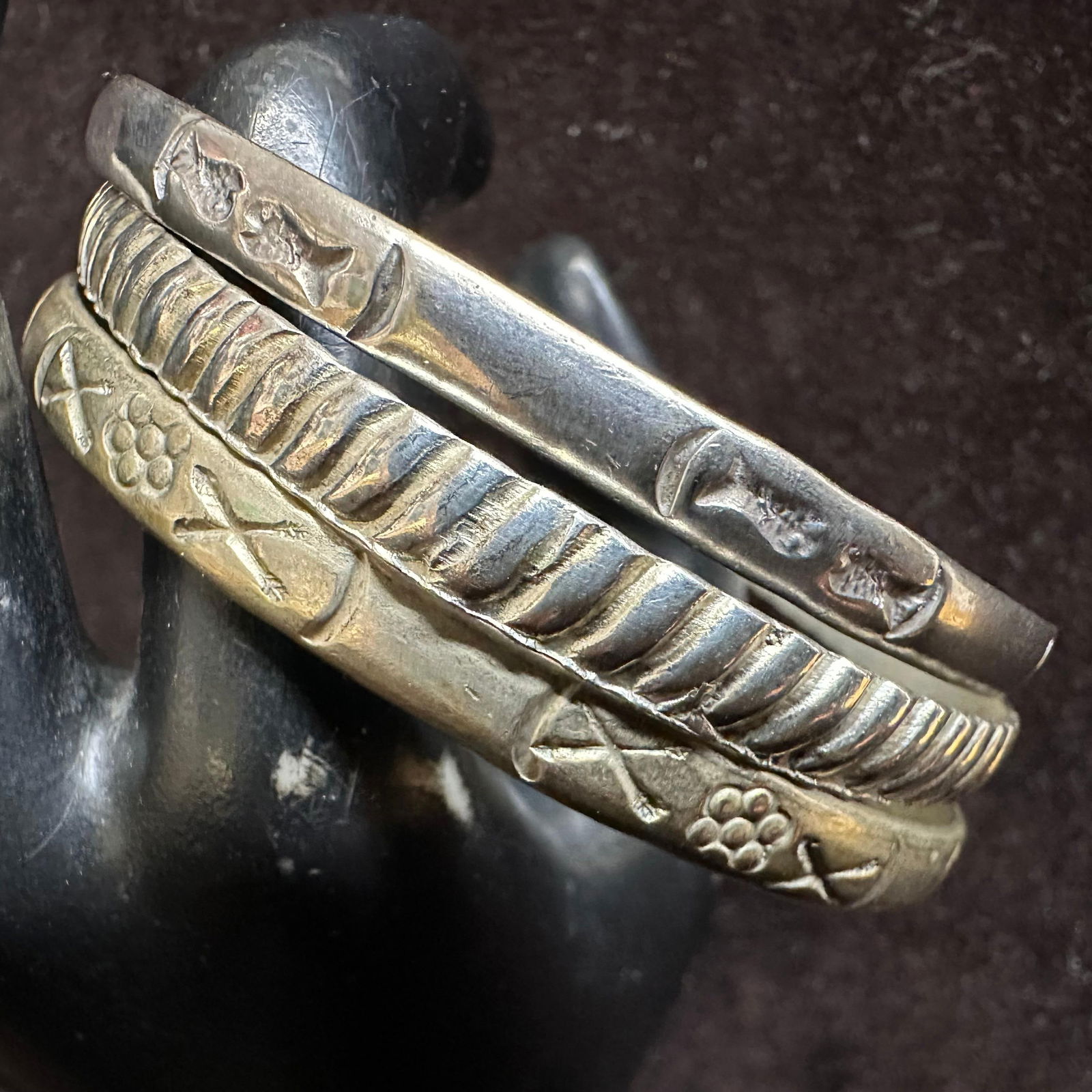 Sterling Silver Bangle Bracelet Set Lot of Three Bracelets (1 of 14)