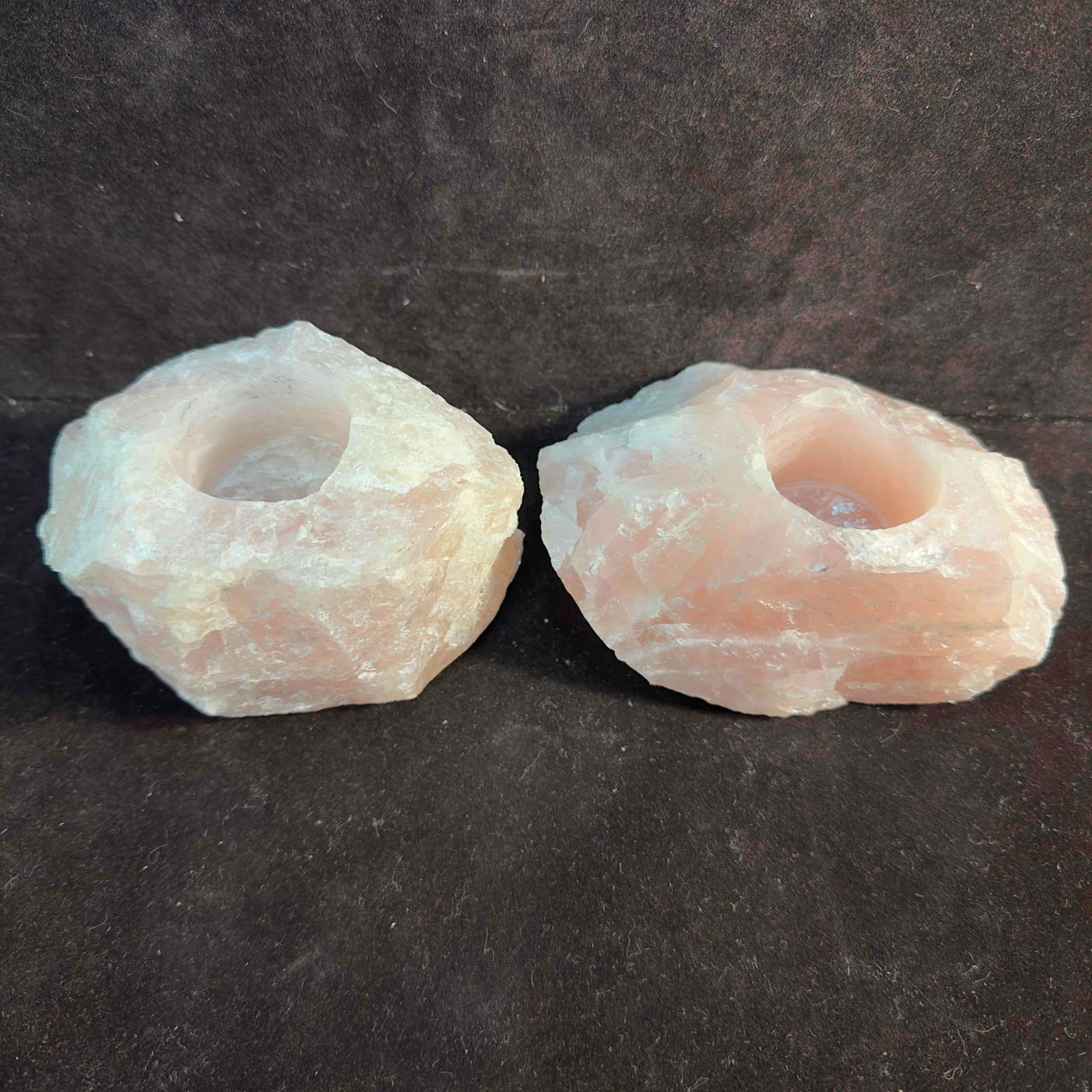 Himalayan Crystal Rock Salt Lamp Candle Holder Night Light Natural Air Purifier Set of Two (1 of 7)