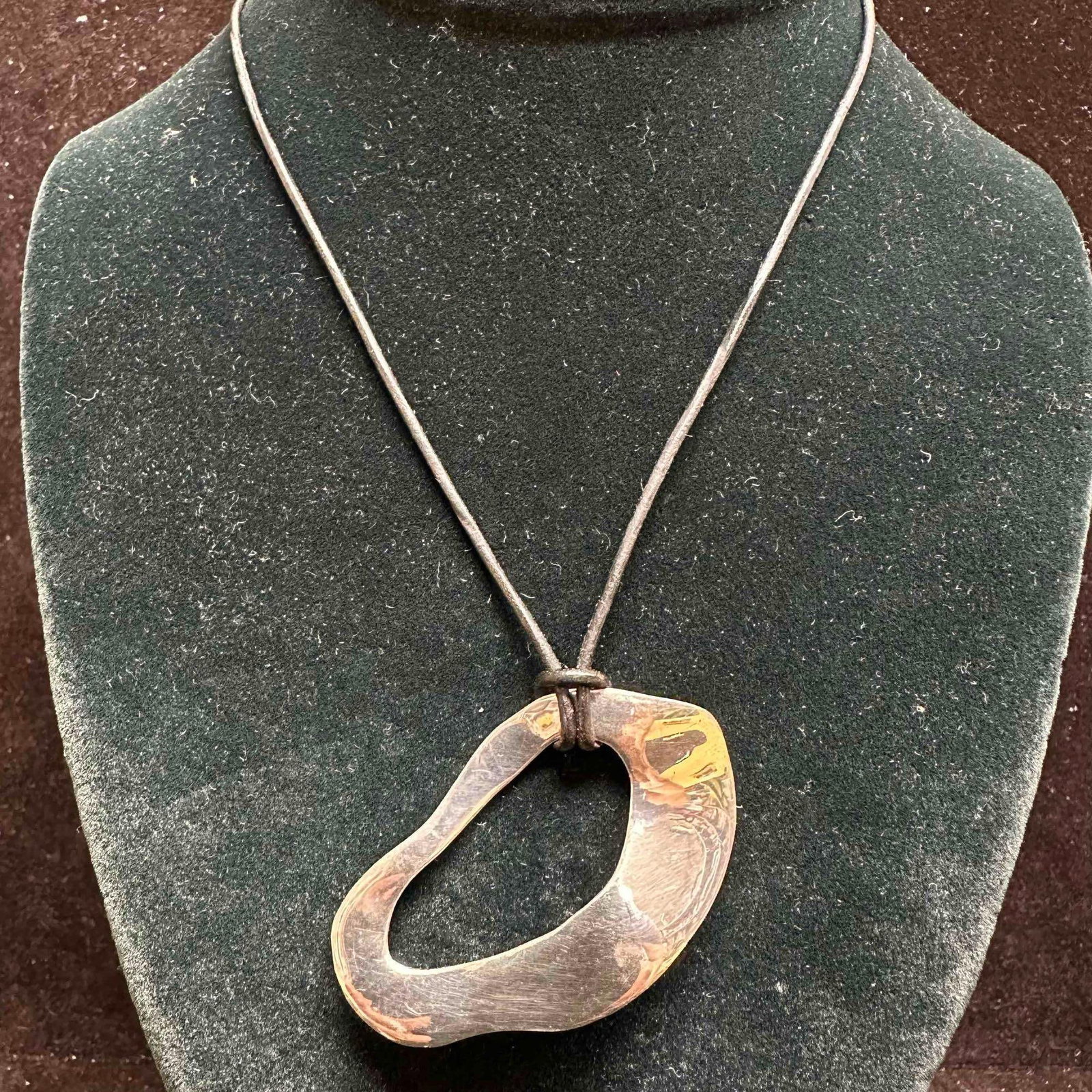 Abstract Irregular Organic Style Sterling Silver 925 Pendant Black Cord Necklace D10: This item is in good pre-owned, previously used/displayed condition with noticeable light wear, and surface scratches. Please reference all photos for full details. This piece of jewelry has been test