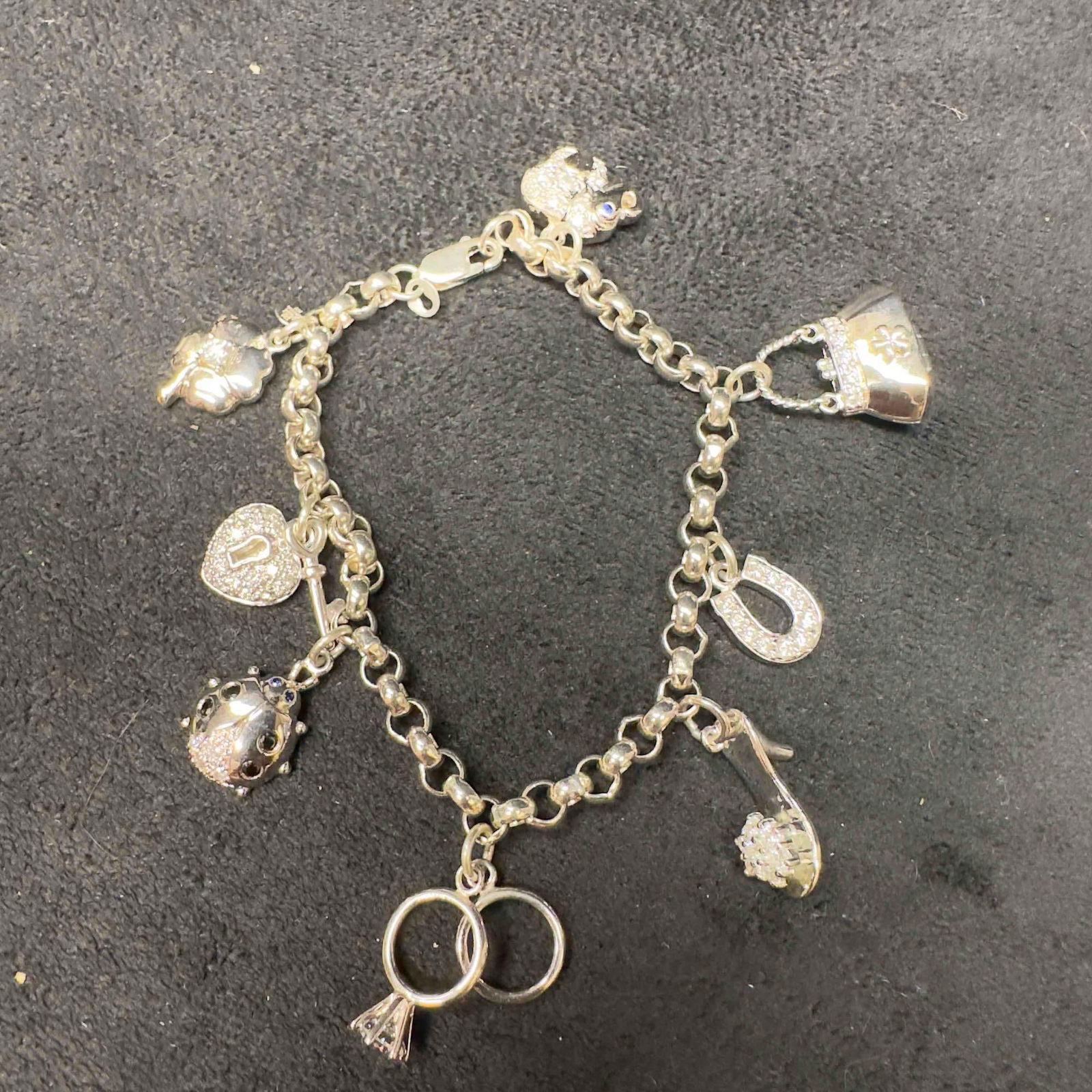 Ross Simons DQCZ Sterling Silver Rolo Chain Charm Bracelet (1 of 8)