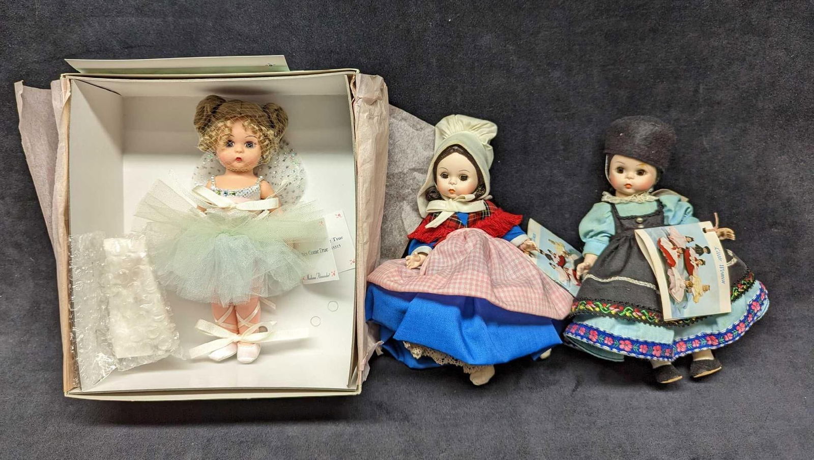 3 Madame Alexander Dolls Wishes Come True Belgium Romania: 3 Madame Alexander Dolls Wishes Come True Belgium Romania. . This lot contains: (1) Wishes Come True. The doll comes (and is still fully attached) in its original box that is approx 7 3/4" x 8 1/