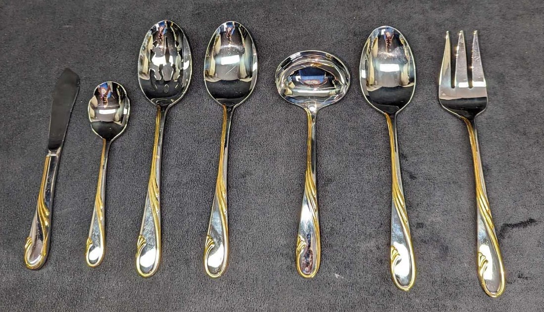 7 Stainless Steel Gorham Golden Swirl Serving Pieces (1 of 11)