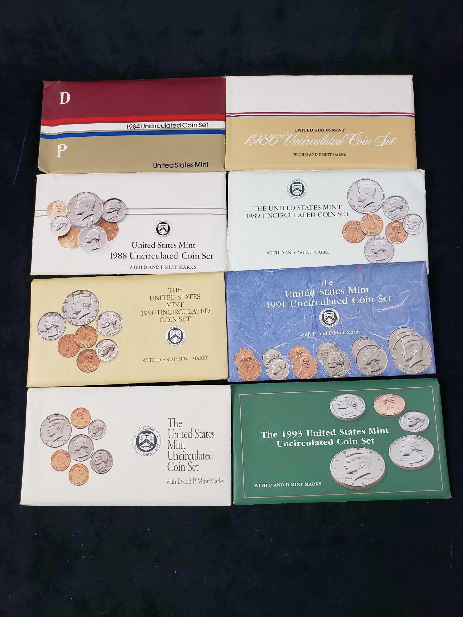 1984 1986 1988 1989 1990 1991 1992 1993 United States Mint Uncirculated Coin Sets (1 of 5)