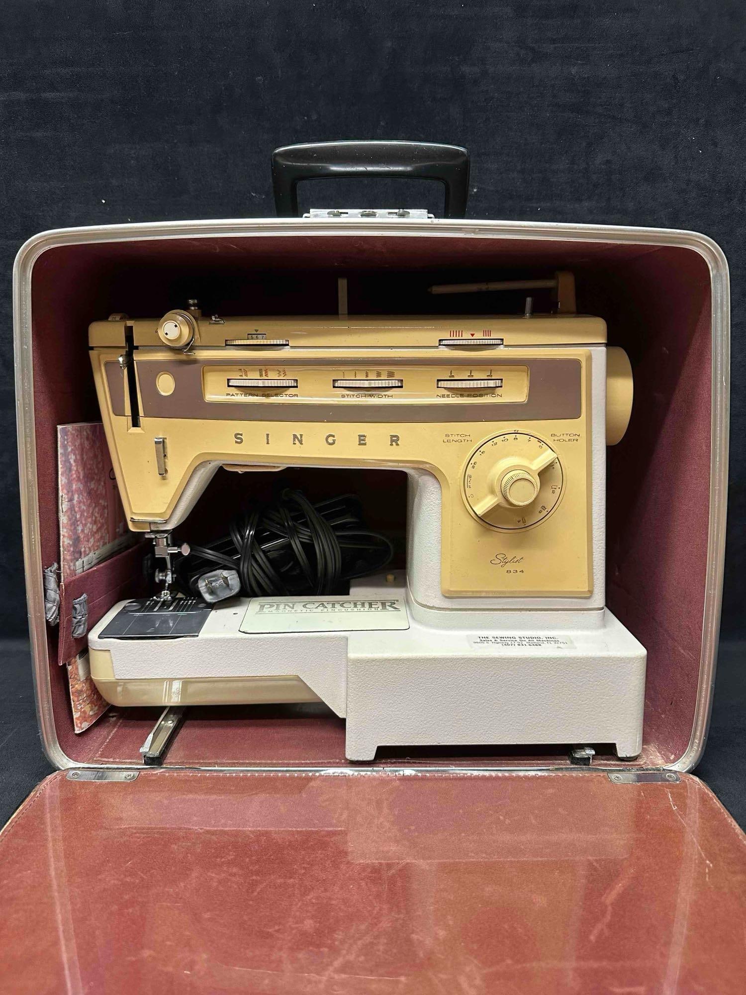 Singer 834 Stylist Sewing Machine with Pedal Case and Manual (1 of 10)