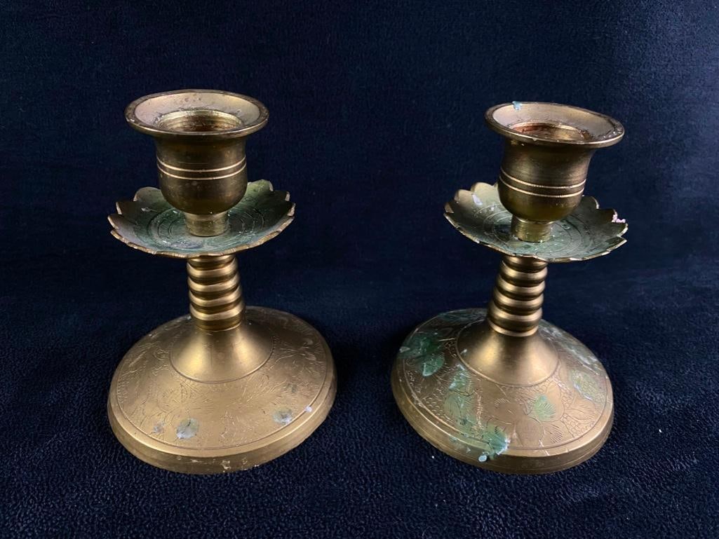 Pair of Vintage Brass Candleholders JB (1 of 5)