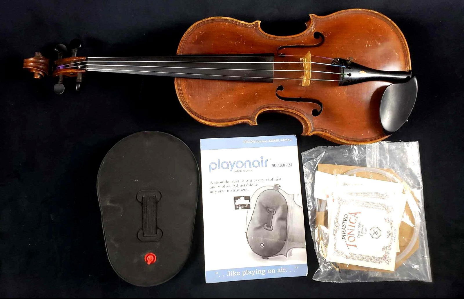 De Salo or Steiner Style Violin with Extra Strings Bow and Shoulder Rest: De Salo or Steiner Style Violin with Extra Strings Bow and Shoulder Rest. This violin is in good used and playable condition. The violin has been tested and appraised by The Cornell Violin in