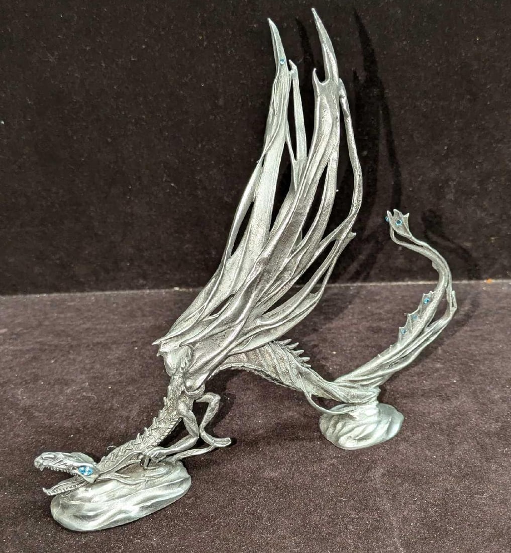 Rawcliffe Pewter Dream Dragon Figurine: Rawcliffe Pewter Dream Dragon Figurine. This was dated on the bottom for the year 1998. This is approx 7" x 1 3/4" x 7" and it weighs 0.72lb. 