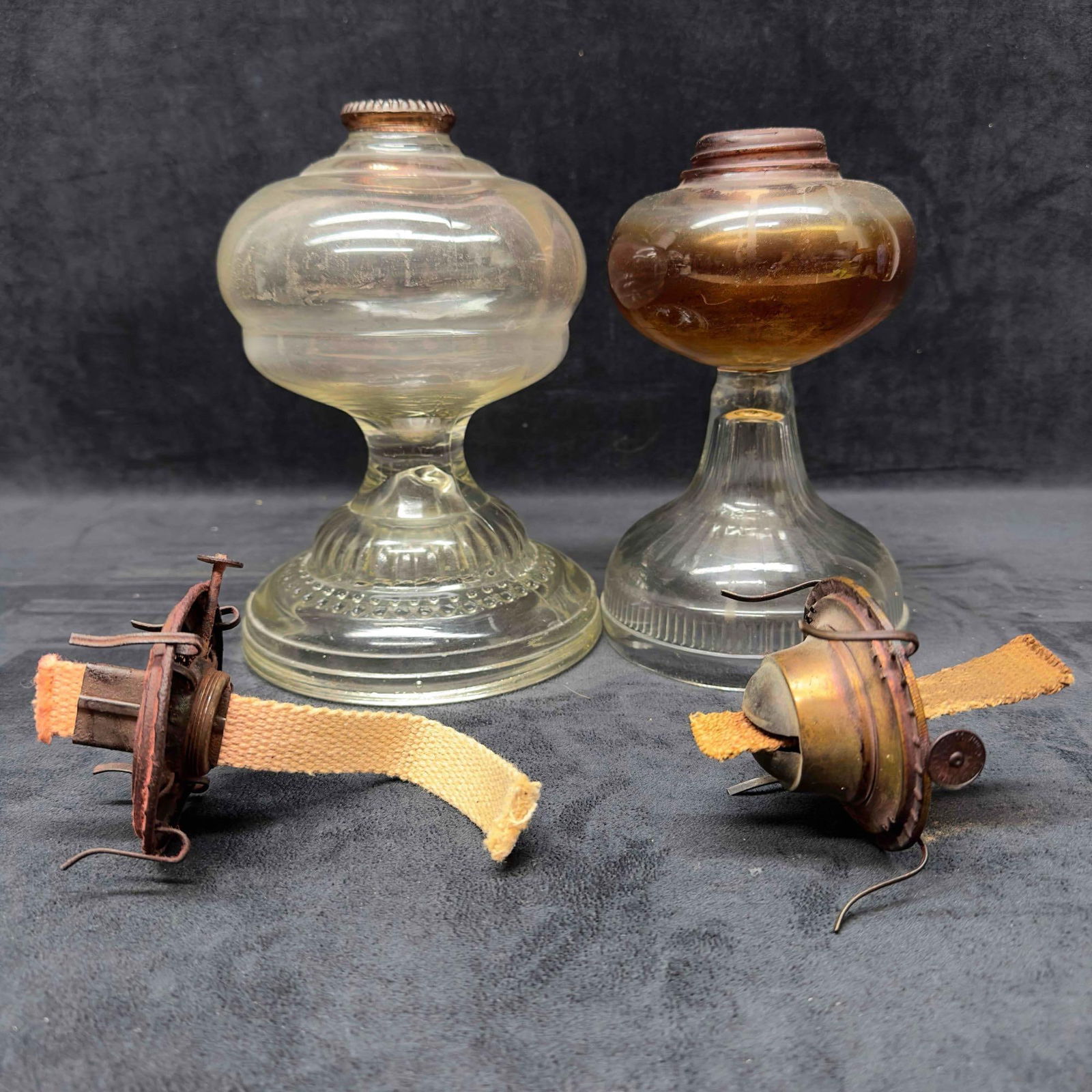 Antique Glass Oil Lamp Lantern Lamplight Set of Two 2 Hurricane Waterbury CT. - 13