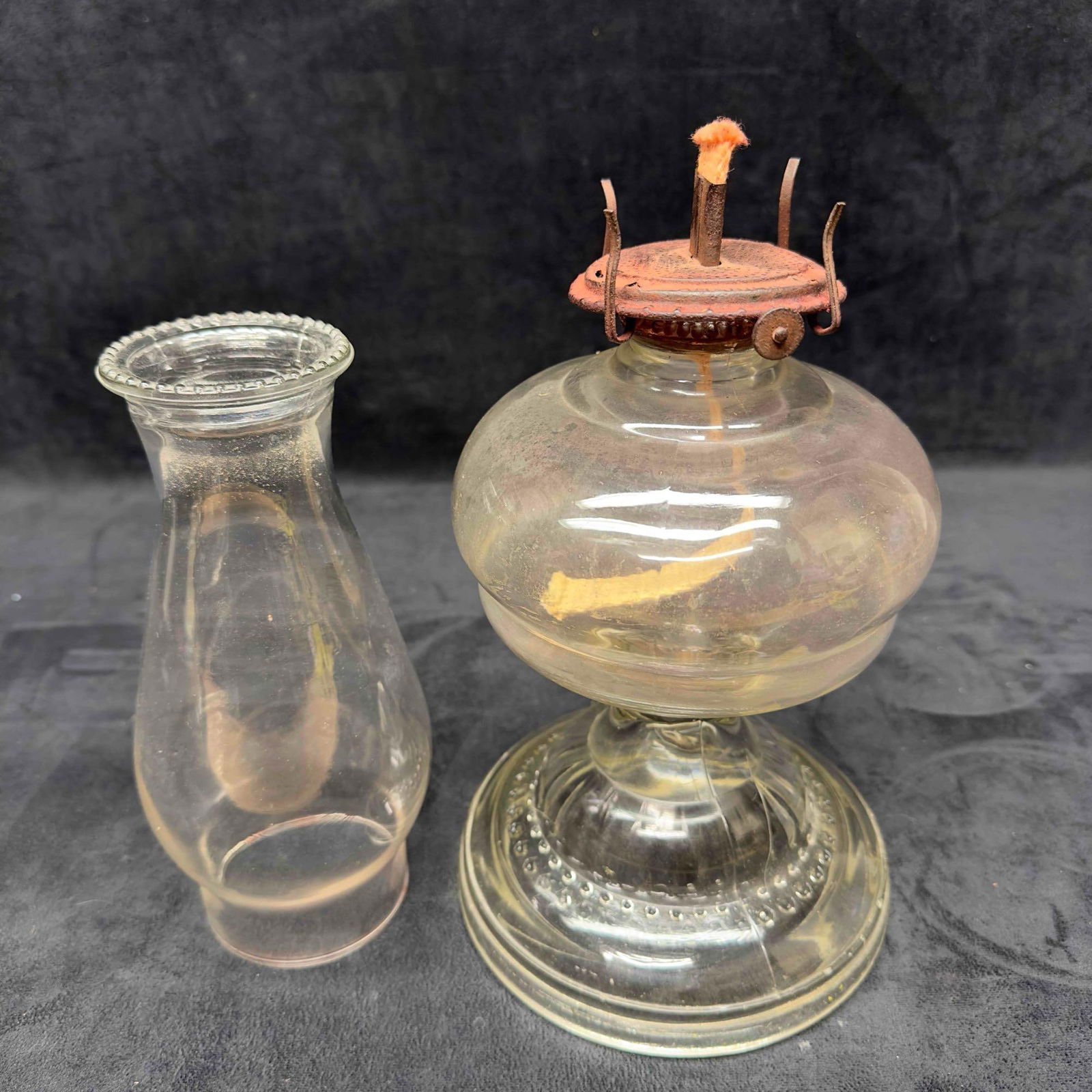 Antique Glass Oil Lamp Lantern Lamplight Set of Two 2 Hurricane Waterbury CT. - 3