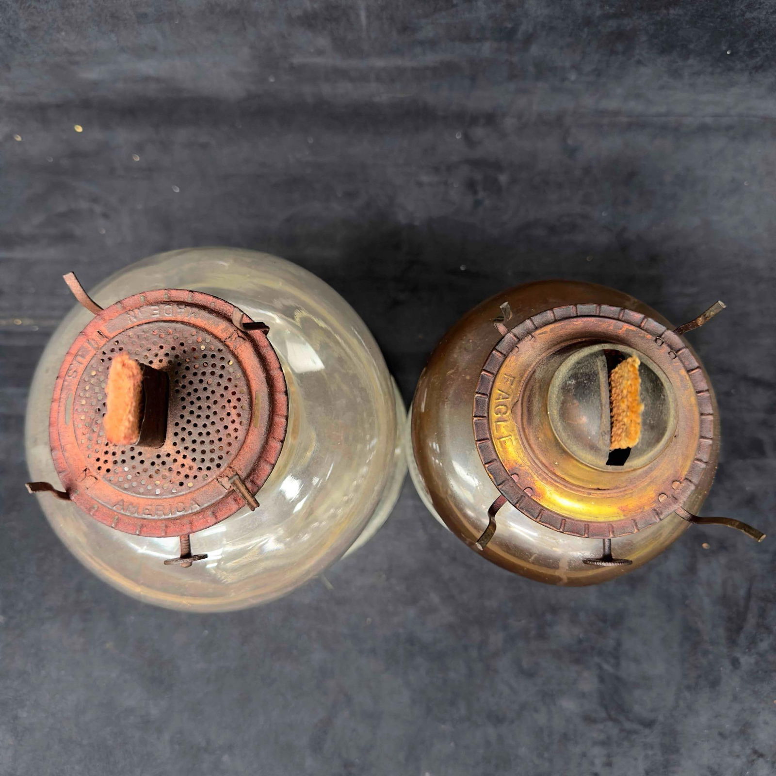 Antique Glass Oil Lamp Lantern Lamplight Set of Two 2 Hurricane Waterbury CT. - 7