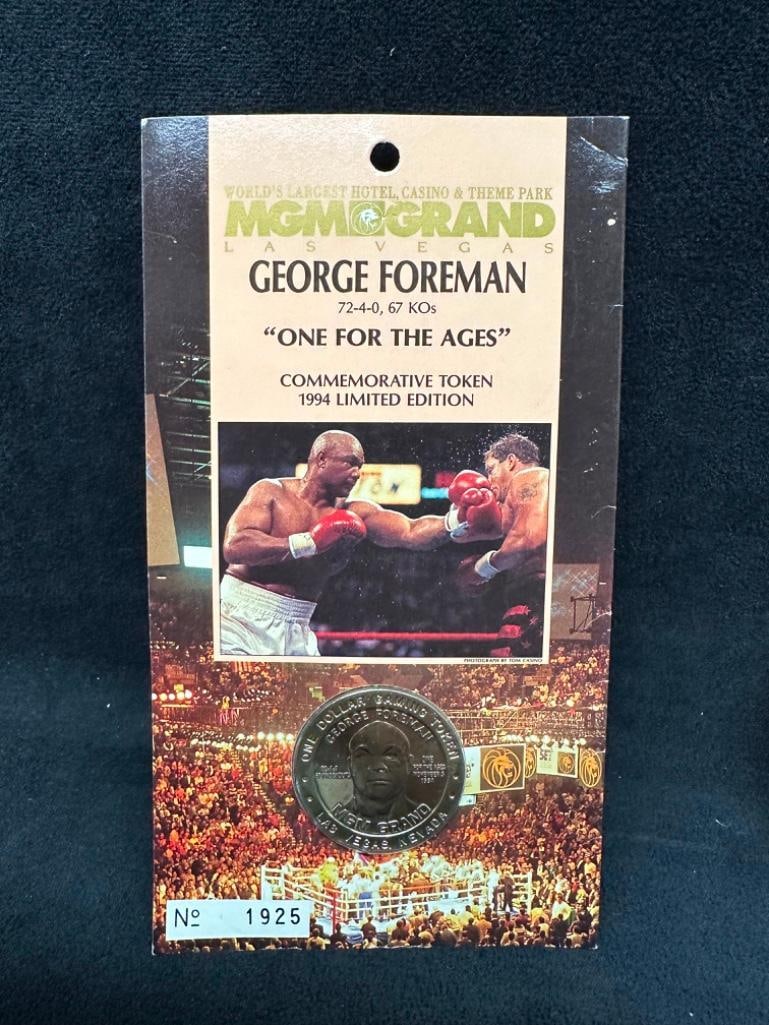 Signed George Foreman Program, Token, Button 1994 - 5