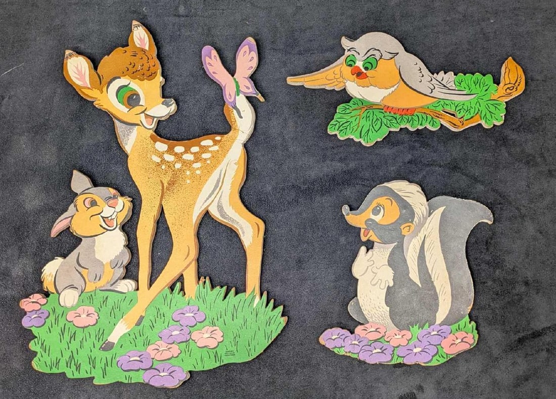 Vintage Disney Bambi Pressed Cardboard 3 Set Wall Decor (1 of 8)