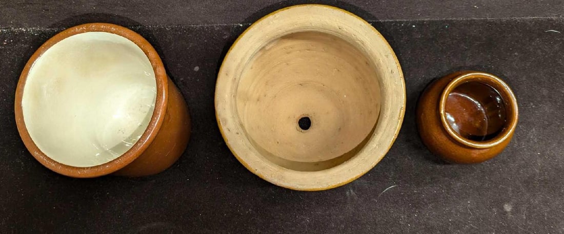 3 Vintage Flower Pots Crock Pots - 9
