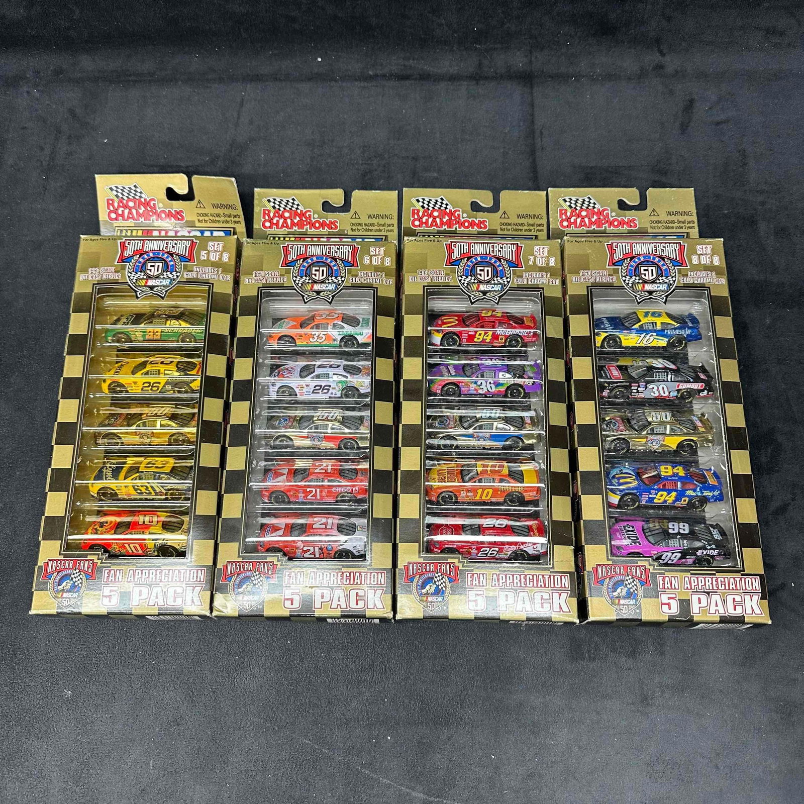 4 Sets of Racing Champions NASCAR 50th Anniversary Fan Appreciation 5-Pack Diecast Cars (1 of 8)